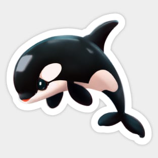 Cute Orca Drawing Sticker